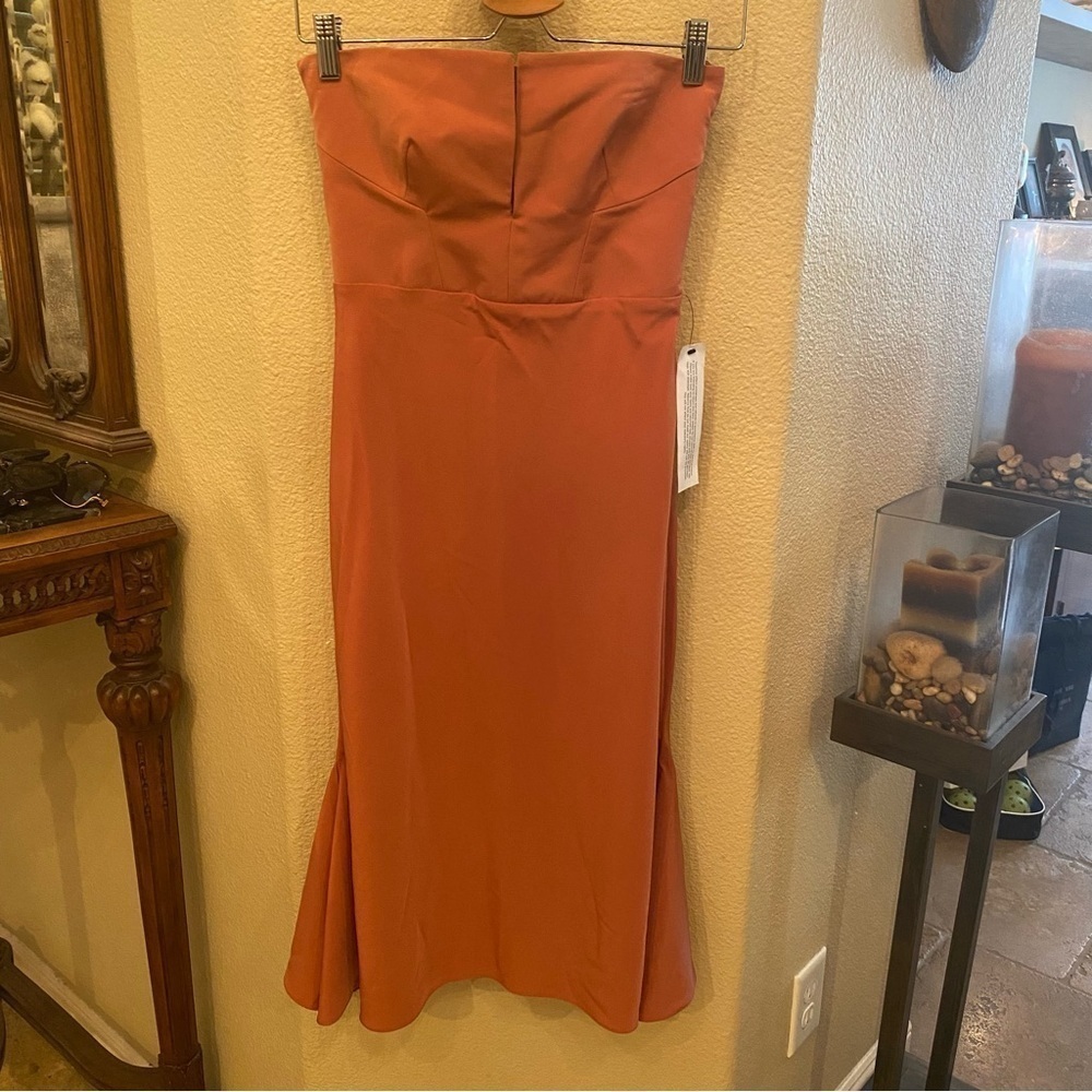 NWT~TOPSHOP Women Rust Strapless Mesh Back Bandeau Dress Size 2-Minor Flaws